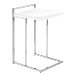 MONARCH Accent Table - 25"h / Glossy / Chrome Metal In White
