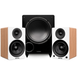 FLUANCE Ai41 Powered 5" Stereo Bookshelf Speakers, Db10 10" Powered Subwoofer, 15Ft Rca Subwoofer Cable