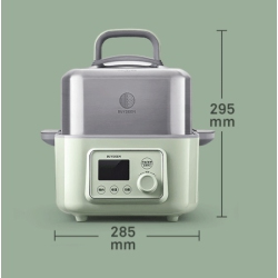 BUYDEEM G563-A501 Electric Food Steamer for Cooking, 2 Tire Stainless Steel  Steamer with Slow Cook Mode, 1500W, 10-Quart, Green