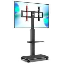 FITUEYES Mobile Tv Cart Floor Tv Stand Trolley for 32 to 65 Inch Lcd Led Qled Tv With Swivel & Height Adjustable Bracket