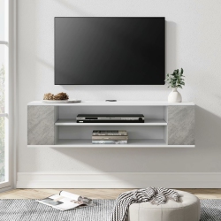 FITUEYES Floating Tv Shelf Wall Mounted Media Console, Entertainment Center Storage Shelf, Grey, 39 Inch