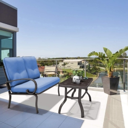 COSTWAY 2PC Patio Loveseat Coffee Table Furniture Set Bench W/ Cushions