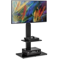FITUEYES Floor Tall Tv Stand for 32 to 65 Inch Flat Curved Screen Television \w 60 Degree Swivel Mount & 6 Level Height Adjustable Up to 54.6" & Two