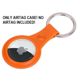 CC Topsave Rubber Material Leather Design Airtag Key Ring Case In Orange