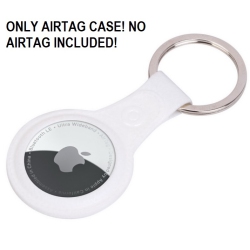 CC Topsave Rubber Material Leather Design Airtag Key Ring Case In White