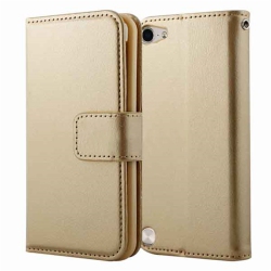 CSMART [Cs] Ipod Touch 5 / 6 / 7 Case, Magnetic Leather Folio Wallet Flip Case Cover With Card Slot In Gold