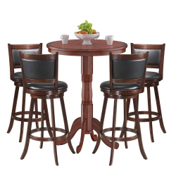 COSTWAY 5PCs Pub Table Set 30" Round Bar Height Table & 4PCs Swivel Bar Stools