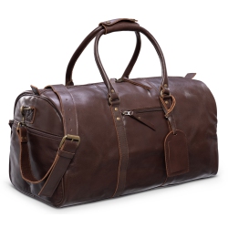 HIDES CANADA Hides Travel Leather Weekender Gym Duffle Bag 21", Antique In Brown