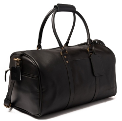 HIDES CANADA Hides Travel Weekend Leather Gym Duffle Bag 21" In Black