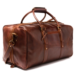 HIDES CANADA Hides Luggage Weekender Leather Travel Gym Duffle Bag 20", Antique In Brown