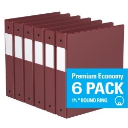 DAVIS GROUP Premium Economy Round Ring Binder, 6 Pack, 1.5" - In Burgundy