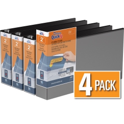 QUICKFIT Davis Group ® Heavy Duty Round Ring Legal Landscape Spreadsheet View Binder, 4 Pack, 2" - In Black
