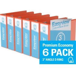 DAVIS GROUP Easyview® Premium Round Ring Customizable View Binder, 6 Pack, 3" - In Orange
