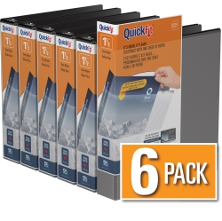 QUICKFIT Davis Group ® View Binder D Ring, 6 Pack, 1.5" - In Black