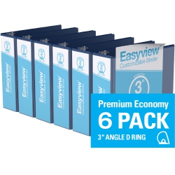DAVIS GROUP Easyview® Premium Round Ring Customizable View Binder, 6 Pack, 3" - Royal In Blue