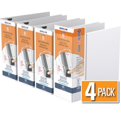 QUICKFIT Davis Group Davis Group ® Pro Heavy Duty Single Touch Pin-Lock® View Binder, 4 Pack, 5" - In White