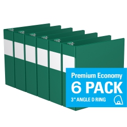 DAVIS GROUP Premium Economy D Ring Binder, 6 Pack, 3" - In Green