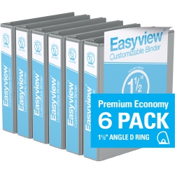 DAVIS GROUP Easyview® Premium Round Ring Customizable View Binder, 6 Pack, 1.5" - In Grey