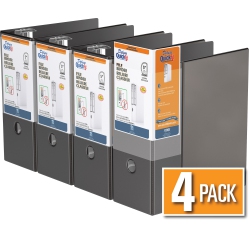 QUICKFIT Davis Group Davis Group ® Heavy Duty File Binder Quickload D Ring, 4 Pack, 5" - In Black