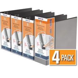 QUICKFIT Davis Group Davis Group ® Pro Heavy Duty Single Touch Pin-Lock® View Binder, 4 Pack, 5" - In Black