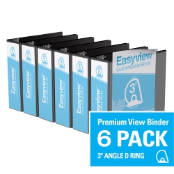 DAVIS GROUP Easyview® Premium D Ring Customizable View Binder, 6 Pack, 3" - In Black