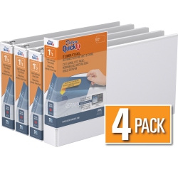 QUICKFIT Davis Group ® Heavy Duty Round Ring Legal Landscape Spreadsheet View Binder, 4 Pack, 1.5" - In White