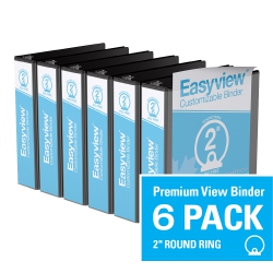 DAVIS GROUP Easyview® Premium Round Ring Customizable View Binder, 6 Pack, 2" - In Black