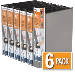 QUICKFIT Davis Group Davis Group ® Pro Heavy Duty Single Touch Pin-Lock® View Binder, 6 Pack, 1.5" - In Black