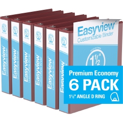 DAVIS GROUP Easyview® Premium Round Ring Customizable View Binder, 6 Pack, 1.5" - In Burgundy