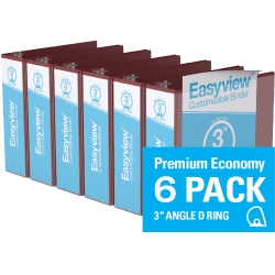 DAVIS GROUP Easyview® Premium Round Ring Customizable View Binder, 6 Pack, 3" - In Burgundy