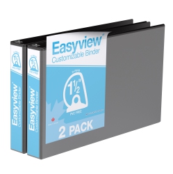 DAVIS GROUP Easyview® Premium, Angle D Ring, Customizable, 11 X 17 Inch, Spreadsheet View Binder, 2 Pack (Black 1.5")