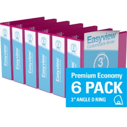 DAVIS GROUP Easyview® Premium Round Ring Customizable View Binder, 6 Pack, 3" - 3" In Pink