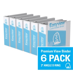 DAVIS GROUP Easyview® Premium D Ring Customizable View Binder, 6 Pack, 3" - In White
