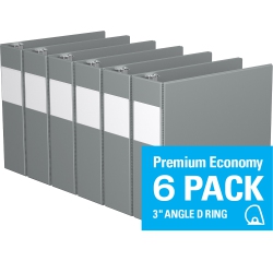 DAVIS GROUP Premium Economy D Ring Binder, 6 Pack, 3" - In Grey