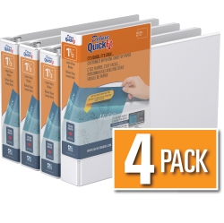 QUICKFIT Davis Group Davis Group ® Heavy Duty Round Ring 8.5 X 11 Landcape Spreadsheet View Binder, 4 Pack, 1.5" - In White