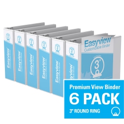DAVIS GROUP Easyview® Premium Round Ring Customizable View Binder, 6 Pack, 3" - In White