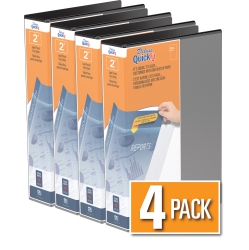 QUICKFIT Davis Group ® Heavy Duty Round Ring Legal Portrait Spreadsheet View Binder, 4 Pack, 2" - In Black