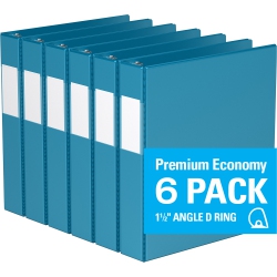 DAVIS GROUP Premium Economy D Ring Binder, 6 Pack, 1.5" - Turquoise In Blue