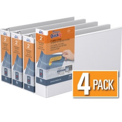 QUICKFIT Davis Group ® Heavy Duty Round Ring Legal Landscape Spreadsheet View Binder, 4 Pack, 2" - In White