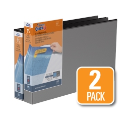 QUICKFIT Davis Group ® 11 X 17 Heavy Duty D Ring Spreadsheet View Binder, 2 Pack, 1.5" -Black