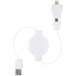 SCOSCHE - Charge & Sync Lightning/micro USB Mfi to USB-A 3Ft Cable Retractable Strikeline In White