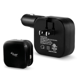 FUSE 2 In 1 Wall And Car Charger 2Port 2.1Amp Foldable Prongs & Cigarette Lighter Adapter
