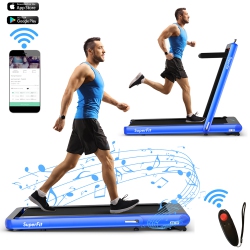COSTWAY Superfit 4.75HP 2 In 1 Folding Treadmill W/remote App Control Bluetooth