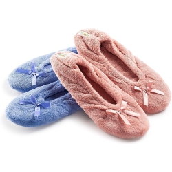 ROXONI Women's Terry Classic Cotton Ballerina Slippers (Pack Of 2) In Multicolor