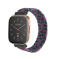 STRAPSCO Patterned Elastic Nylon Watch Band Strap for Fitbit Versa & Versa 2 - M - Fits 6.2" - 6.5" Wrist - Flecks In Pink