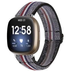 STRAPSCO Funky Pattern Elastic Nylon Watch Band Strap for Fitbit Versa 3 - Vintage Stripe In Multicolor