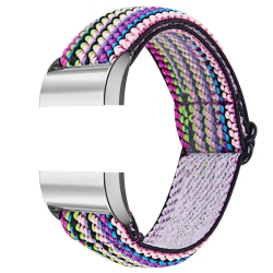 STRAPSCO Elastic Nylon Watch Band Strap for Fitbit Charge 2 - Woven Stripes In Multicolor