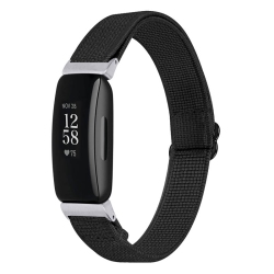 STRAPSCO Elastic Nylon Watch Band Strap for Fitbit Inspire 2 - In Black