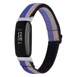 STRAPSCO Elastic Nylon Watch Band Strap for Fitbit Inspire 2 - Glitter Stripe In Multicolor