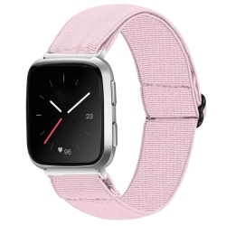 STRAPSCO Adjustable Elastic Nylon Watch Band Strap for Fitbit Versa & Versa 2 - In Pink